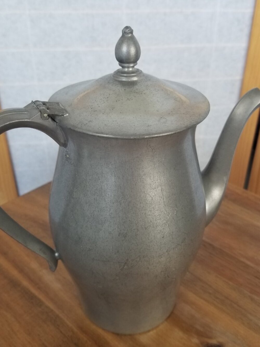Vintage 7" Pewter Coffee Tea Pot Lidded Collectible Pitcher Metalware